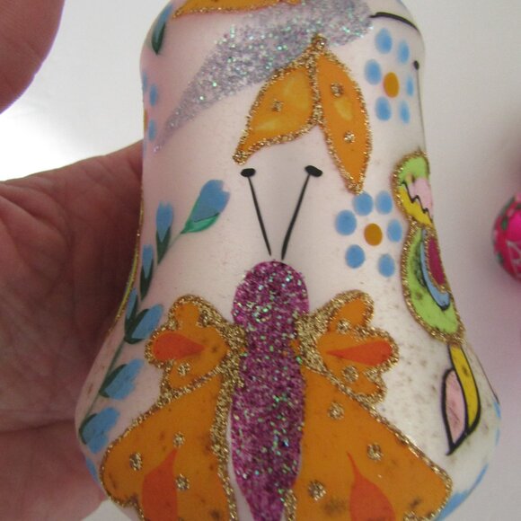 Lot of 3 Large, Vintage hand blown glass ornaments, unique shapes - Picture 3 of 8